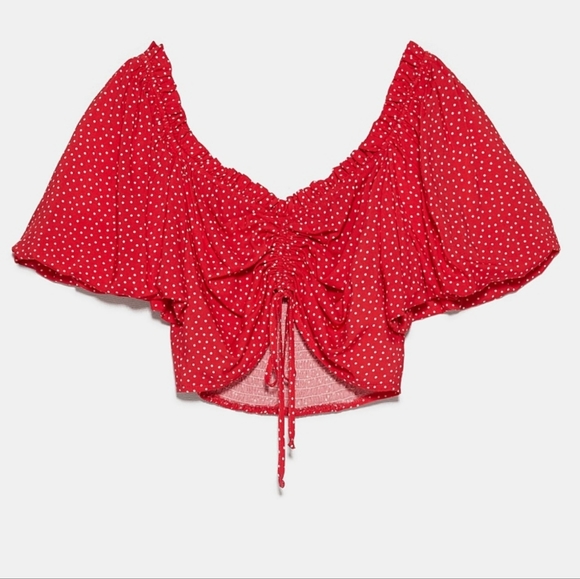Cropped Polka Dot Top Red/White - Picture 4 of 8